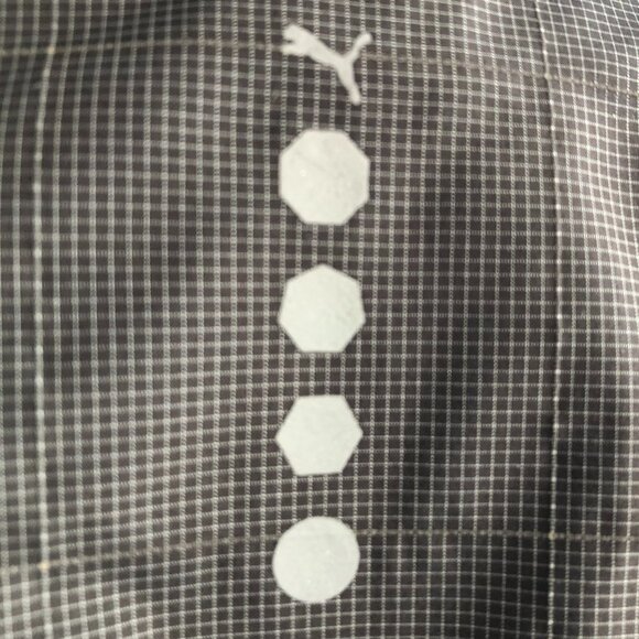 Puma Sport Lifestyle Athletic Full Zip Check Windbreaker Jacket Gry Blk Sz M - Picture 6 of 10